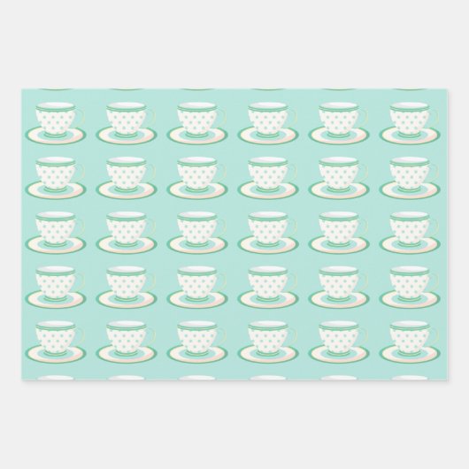 Spring Tea Party Turquoise and Yellow Inpakpapier Vel (Voorkant 2)