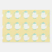 Spring Tea Party Turquoise and Yellow Inpakpapier Vel (Voorkant)