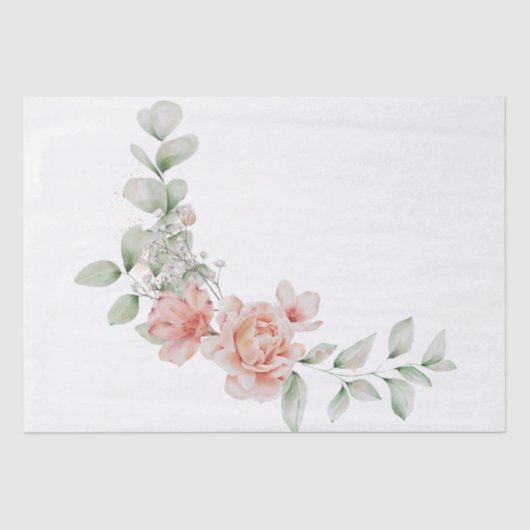 Spring Tender Peach Pastel Floral Bouquet Tissuepapier (Voorkant)
