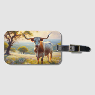 Spring Texas longhorn koe Bagagelabel