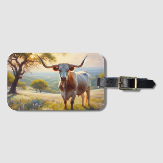 Spring Texas longhorn koe Bagagelabel (Voorkant (horizontaal))