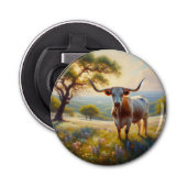 Spring Texas longhorn koe Button Flesopener (Voorkant)