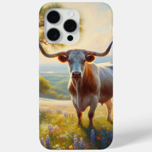 Spring Texas longhorn koe iPhone 15 Pro Max Hoesje