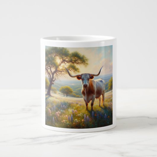 Spring Texas longhorn koe Grote Koffiekop (Voorkant)