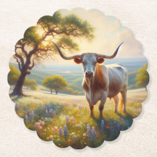 Spring Texas longhorn koe Kartonnen Onderzetters