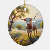 Spring Texas longhorn koe Keramisch Ornament (Links)