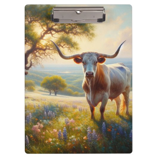 Spring Texas longhorn koe Klembord (Voorkant)