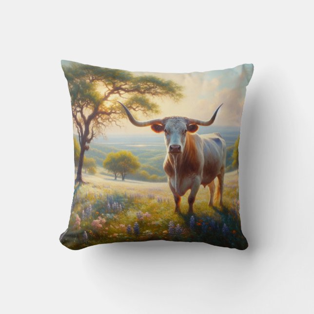 Spring Texas longhorn koe Kussen (Voorkant)