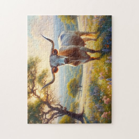Spring Texas longhorn koe Legpuzzel (Verticaal)