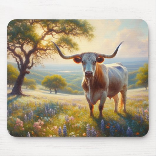 Spring Texas longhorn koe Muismat (Voorkant)