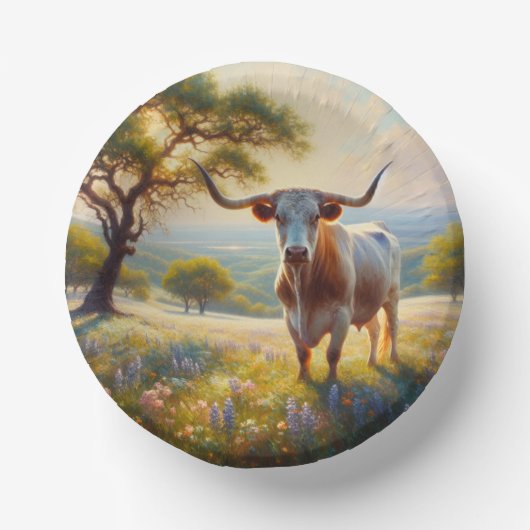 Spring Texas longhorn koe Papieren Kommen (Voorkant)