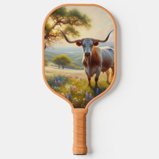 Spring Texas longhorn koe Pickleball Paddle (Voorkant)