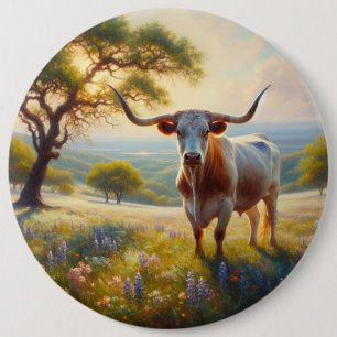 Spring Texas longhorn koe Ronde Button 6,0 Cm