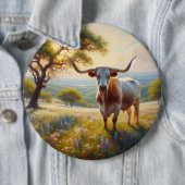 Spring Texas longhorn koe Ronde Button 6,0 Cm (In situ)