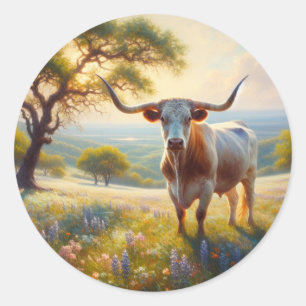Spring Texas longhorn koe Ronde Sticker
