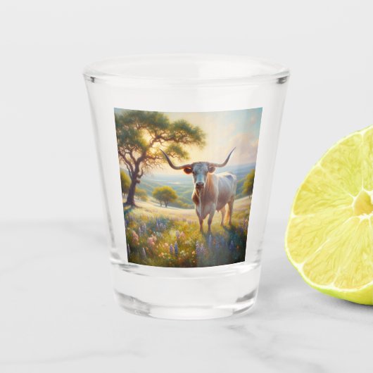 Spring Texas longhorn koe Shot Glas (Voorkant)