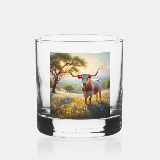 Spring Texas longhorn koe Whisky Glas (Achterkant)