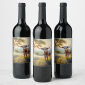 Spring Texas longhorn koe Wijn Etiket (Flessen)