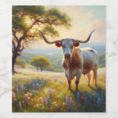 Spring Texas longhorn koe Wijn Etiket (Enkel label)