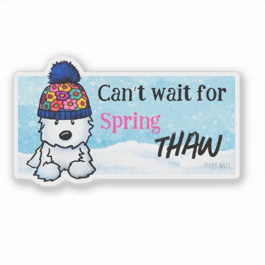 Spring Thaw Westie Vinyl Sticker (Voorkant)