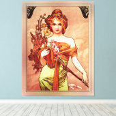 Spring The Golden Beauty van Alphonse Mucha Canvas Afdruk (Insitu (Houten vloer))