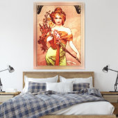 Spring The Golden Beauty van Alphonse Mucha Canvas Afdruk (Insitu (Slaapkamer))