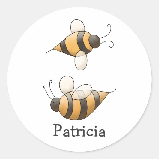 Spring Time · Bees Ronde Sticker (Voorkant)