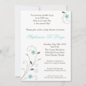 Spring Time Blue Flower Baby shower Invitation Kaart (Voorkant)