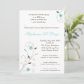 Spring Time Blue Flower Baby shower Invitation Kaart (Staand voorkant)