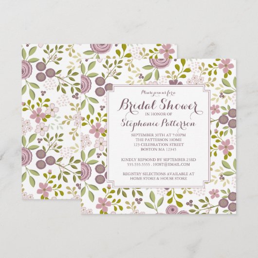 Spring Time Floral Bridal Shower Kaart (Voorkant / Achterkant)