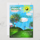 Spring Time Fun in Park Birthday Party Invites Kaart (Voorkant)