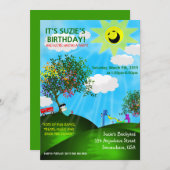 Spring Time Fun in Park Birthday Party Invites Kaart (Voorkant / Achterkant)