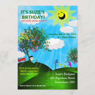 Spring Time Fun in Park Birthday Party Invites Kaart