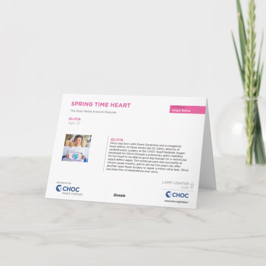 Spring Time Heart - Kinder kunst voor CHOC Notitiekaartje (Achterkant)