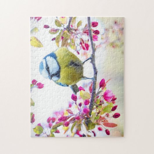 Spring Tit Bird Spring Blue Natuur Branch Jigzaag Legpuzzel (Verticaal)