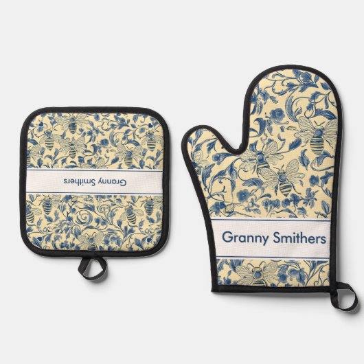 Spring Toile Oven Mitt & Pot Holder Set (Voorkant)