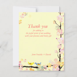 Spring Tortelduifjes Creamy Wedding Dank je Bedankkaart