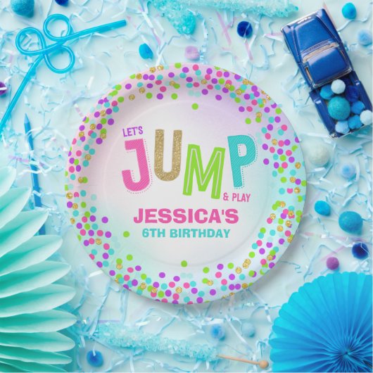 Spring Trampoline Birthday Party Decor Personated Papieren Bordje (Feest)