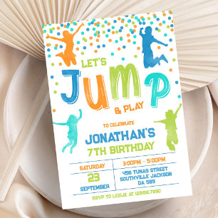 Spring trampoline stuitpartij kinderen verjaardag kaart