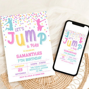 Spring trampoline stuitpartij kinderverjaardag kaart