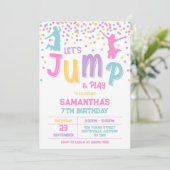 Spring trampoline stuitpartij kinderverjaardag kaart (Staand voorkant)