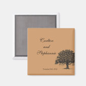 Spring Tree Brown/Black Magnet Favor (Voorkant / Achterkant)