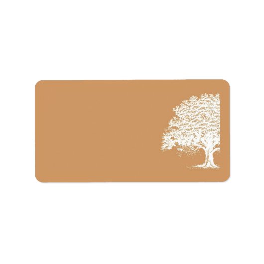 Spring Tree Bruin/Wit Bruiloft Mailing Adres Etiket (Voorkant)