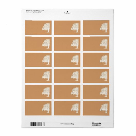 Spring Tree Bruin/Wit Bruiloft Mailing Adres Etiket (Full Sheet)