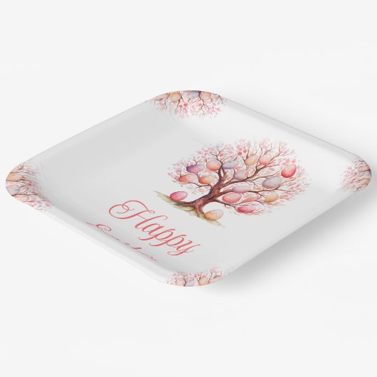 Spring Tree Easter Egg Hunt Papieren Bordje (Gebogen)