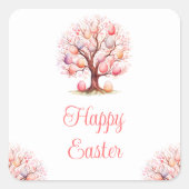 Spring Tree Easter Egg Hunt Vierkante Sticker (Voorkant)
