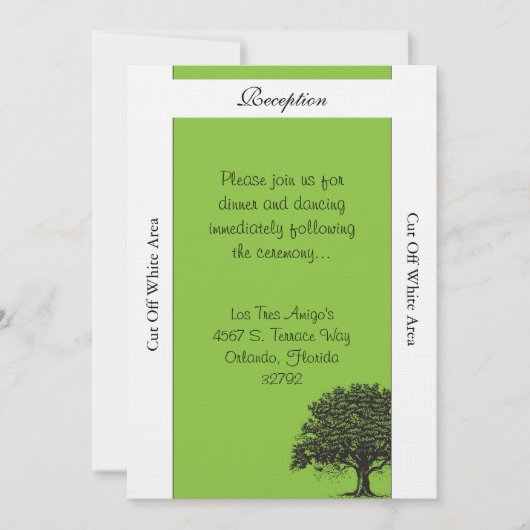 Spring Tree Green/Black Bruiloft Receptie Kaart (Voorkant)
