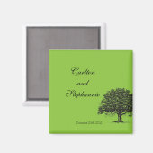 Spring Tree Green/Black Magnet Favor (Voorkant / Achterkant)