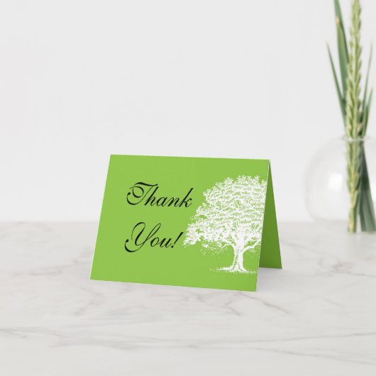 Spring Tree Green/White Gevouwen Dank u kaart (Voorkant)