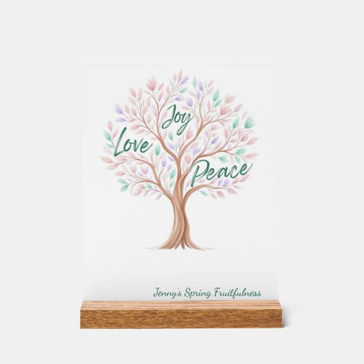 Spring Tree with Scripture – Personalized Easter Acryl Bord (Voorkant)